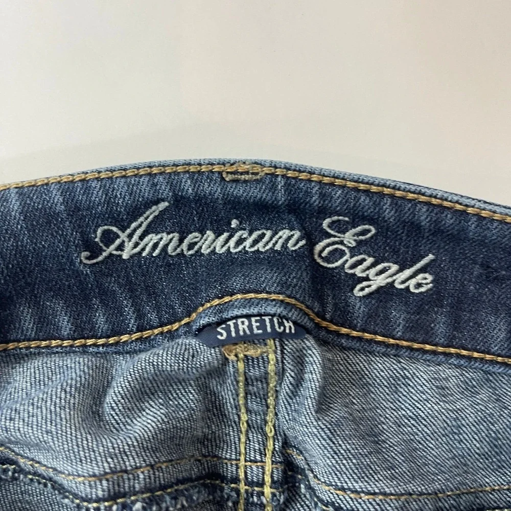 American Eagle Jeans Womens 00 Blue Artist Flare Stretch Dark Wash Low Rise Boho